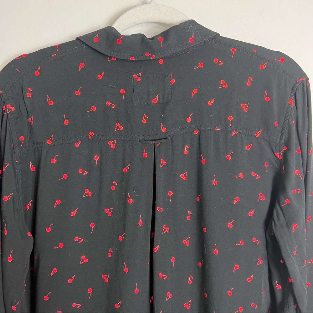 Rails Button Front Blouse-Black Metallic Red Cher… - image 6